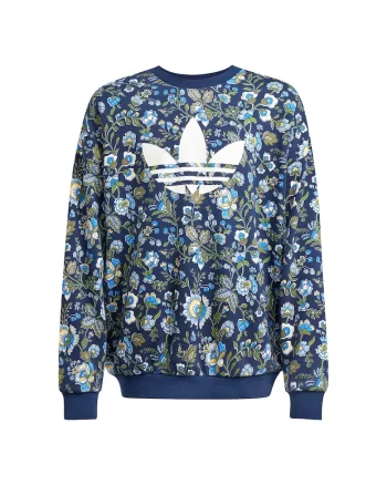 Bluza sport cu imprimeu floral si logo contrastant