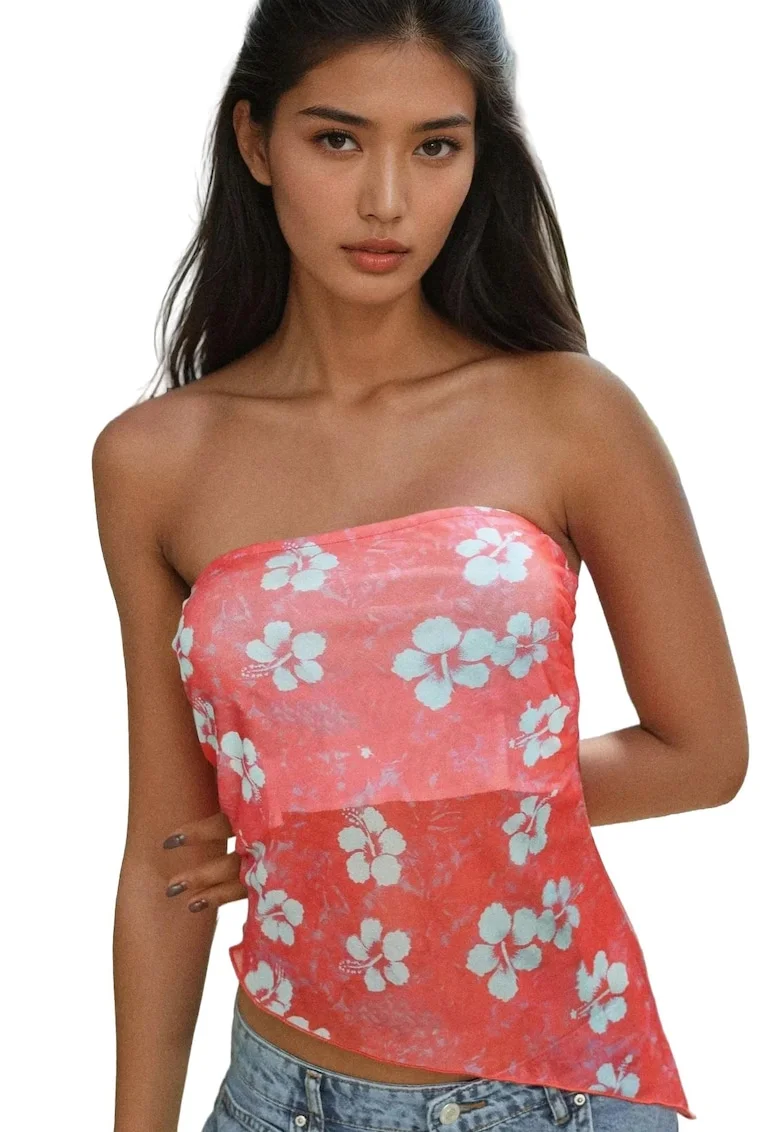 Tricou dama,  tricot, imprimeu floral, roz