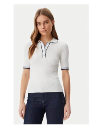 Bluza cu maneci scurte si guler fixat cu nasturi,