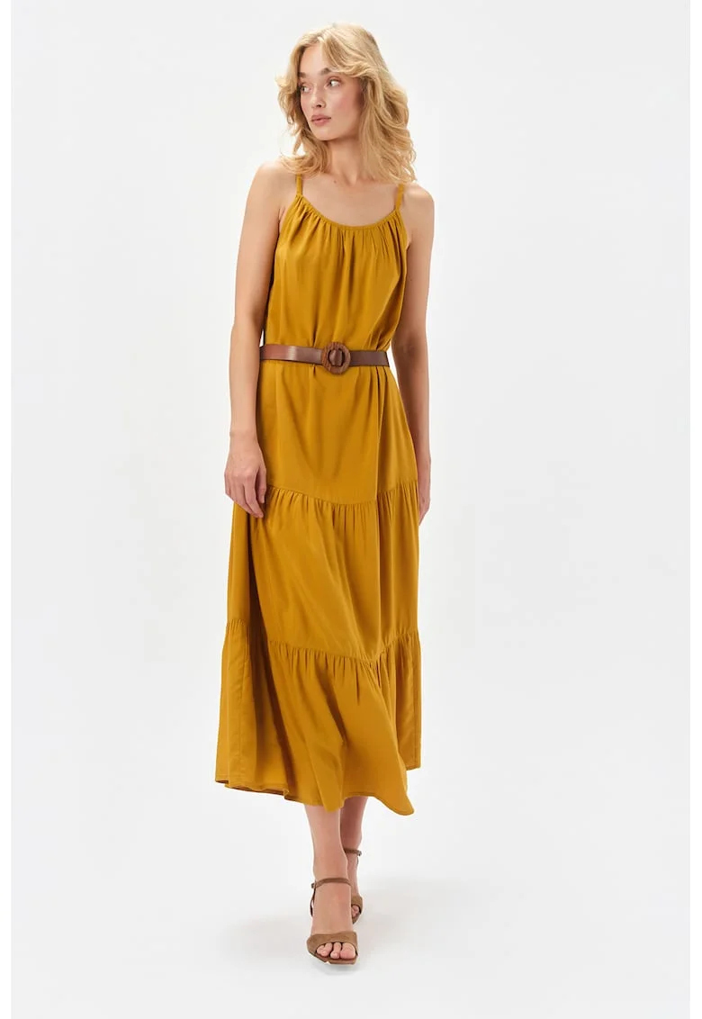 Rochie midi evazata, Galben mustar