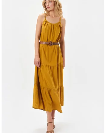 Rochie midi evazata, Galben mustar