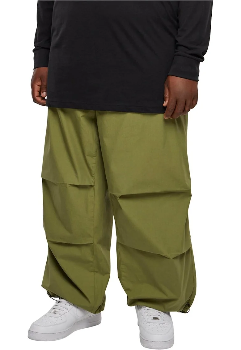Pantaloni relaxed fit cu snururi de ajustare la glezne, Verde