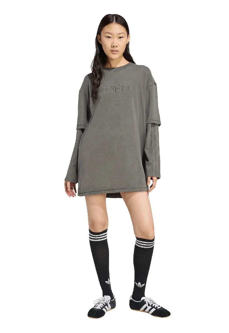 Rochie scurta lejera cu aspect 2-in-1, Gri inchis