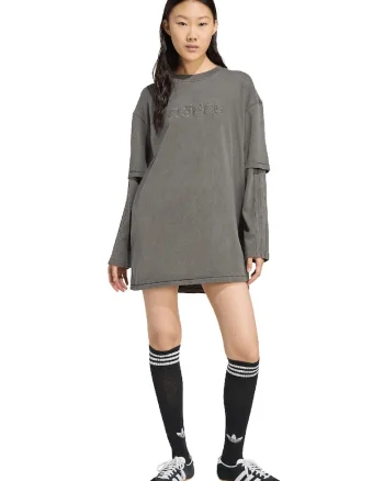 Rochie scurta lejera cu aspect 2-in-1, Gri inchis