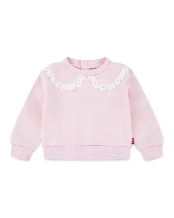 Bluza cu guler cu volane sintetice, Roz pal