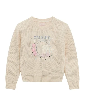 Pulover cu logo brodat, Bej deschis