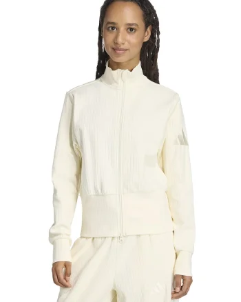 Bluza de trening din amestec de bumbac cu fermoar, Crem