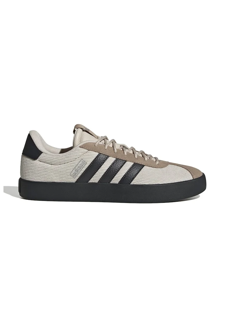 Pantofi sport cu garnituri de piele intoarsa VLCourt 3.0, Alb fildes/Gri inchis
