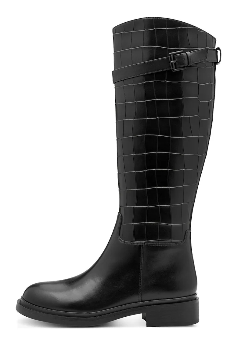 Cizme lungi din piele, Negru stins