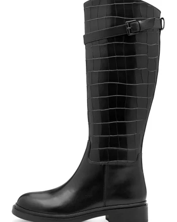 Cizme lungi din piele, Negru stins