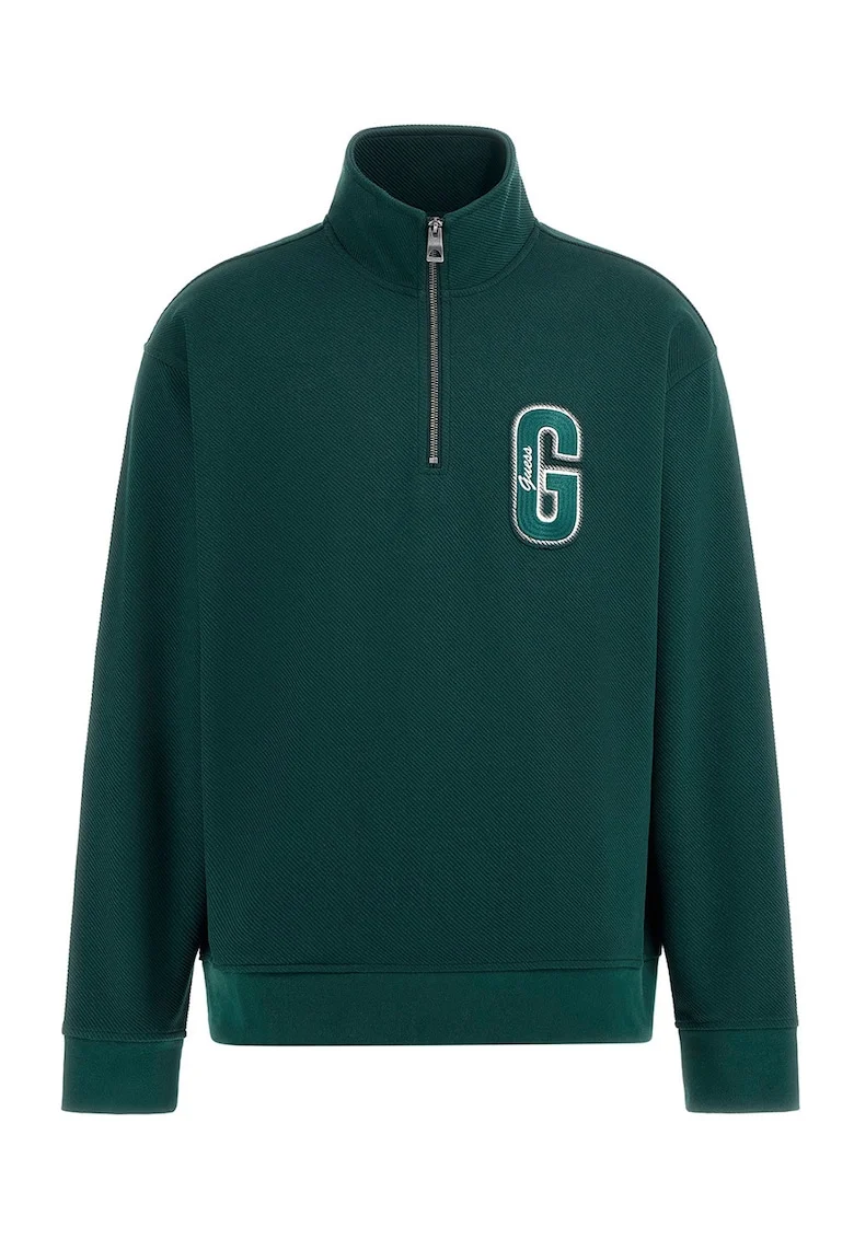 Bluza de trening cu fermoar scurt, Verde