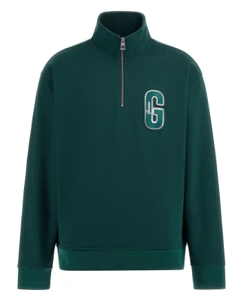 Bluza de trening cu fermoar scurt, Verde