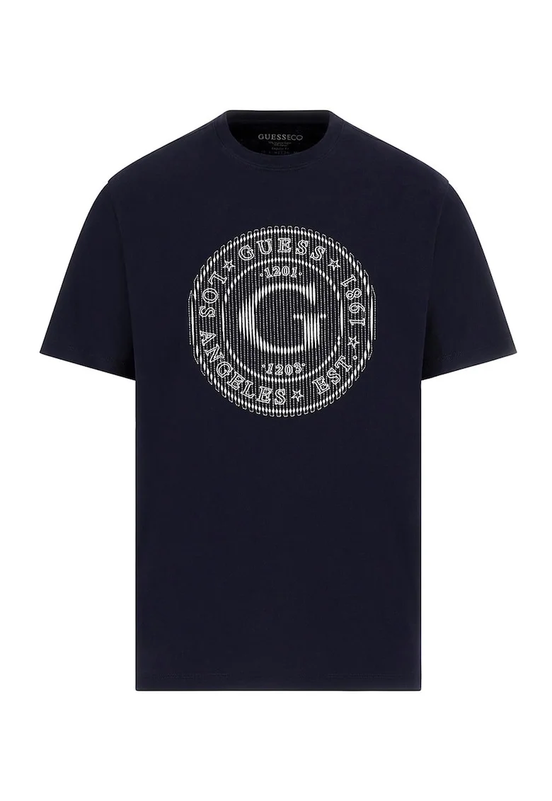 Tricou din bumbac cu logo brodat, Negru/Gri deschis