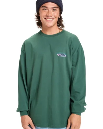 Bluza lejera din bumbac organic cu imprimeu pe partea din spate, Verde sparanghel