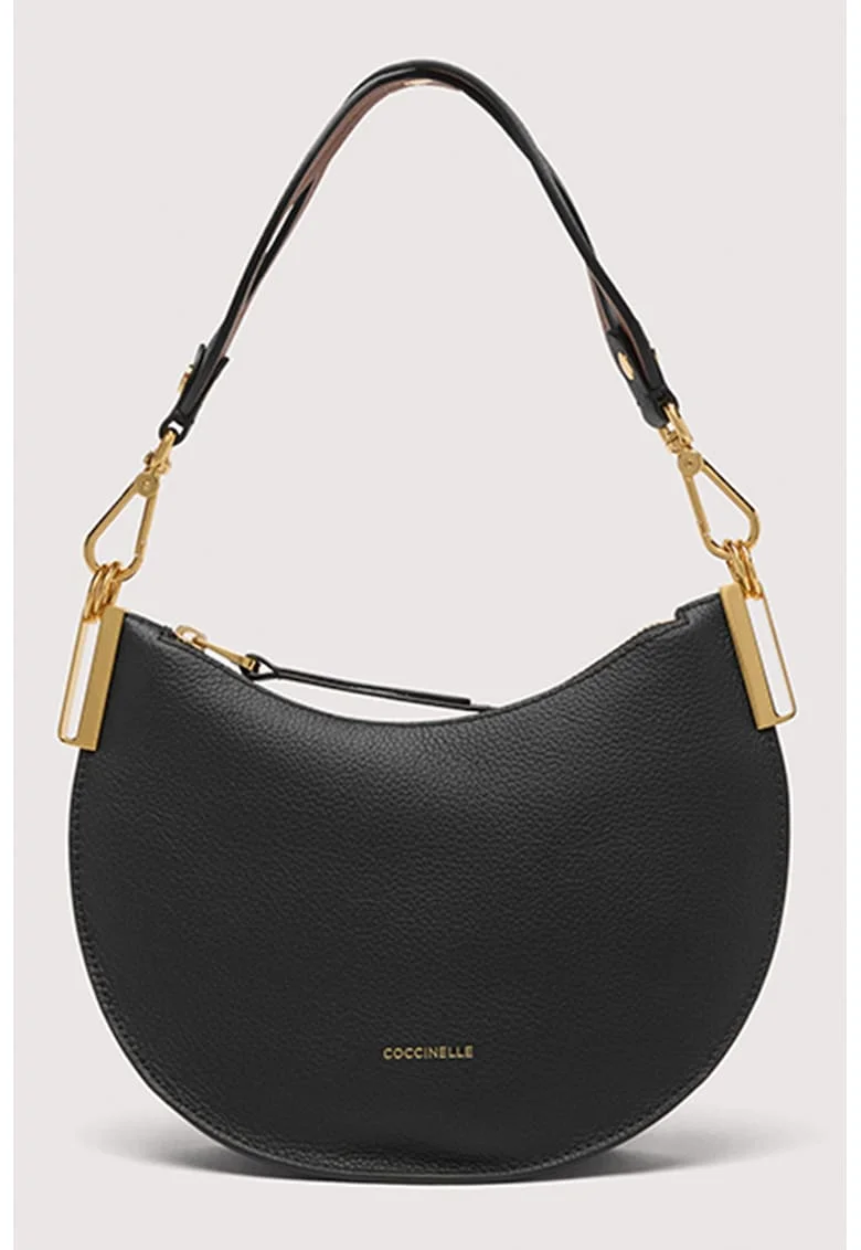Geanta de piele cu bareta de umar Sunup, Negru