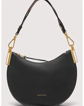 Geanta de piele cu bareta de umar Sunup, Negru
