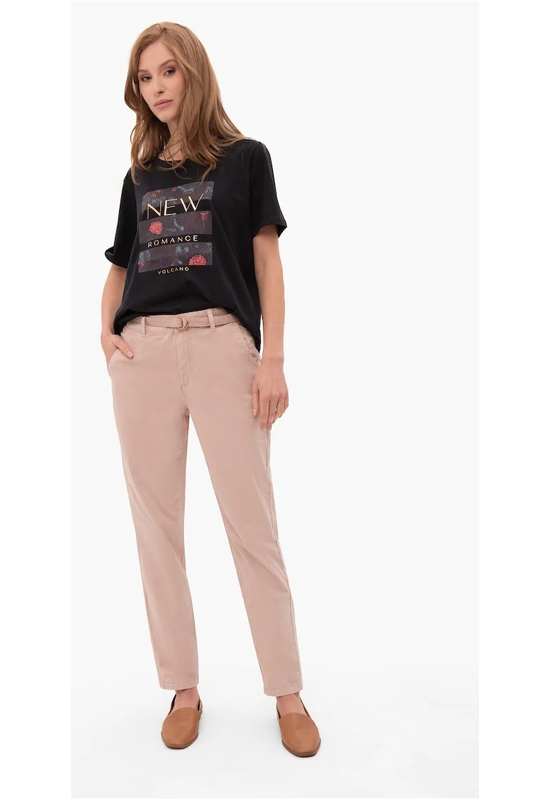 Pantaloni chino pentru femei cu curea  R-Figya roz