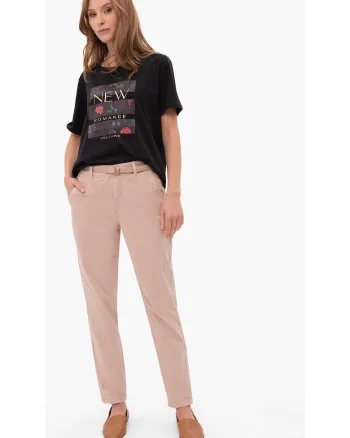 Pantaloni chino pentru femei cu curea  R-Figya roz