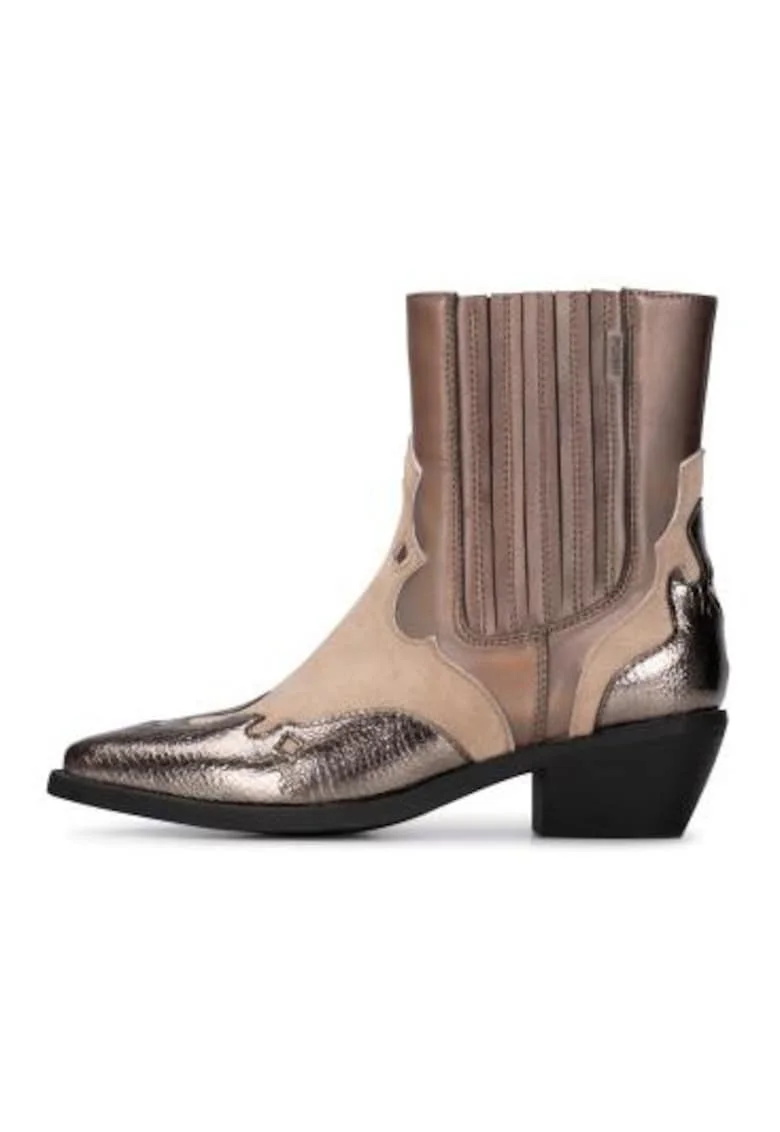 Roxi botine cowboy cu aspect metalic