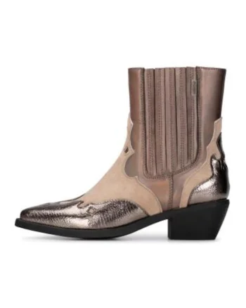 Roxi botine cowboy cu aspect metalic