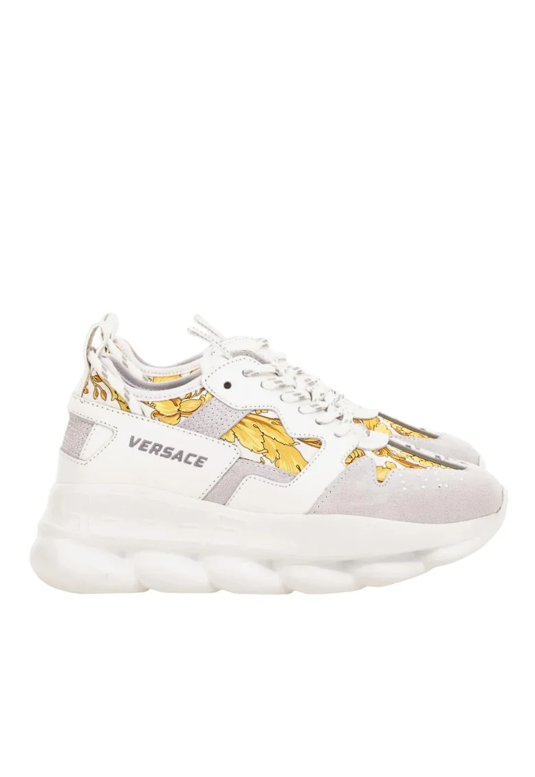 Sneakers barbati,  Chain Reaction V2 Barocco Print, Alb/Auriu