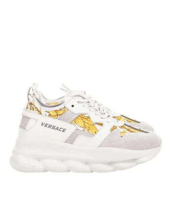 Sneakers barbati,  Chain Reaction V2 Barocco Print, Alb/Auriu