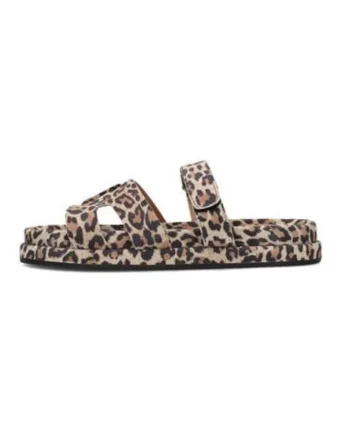 Papuci animal print Mag din piele intoarsa