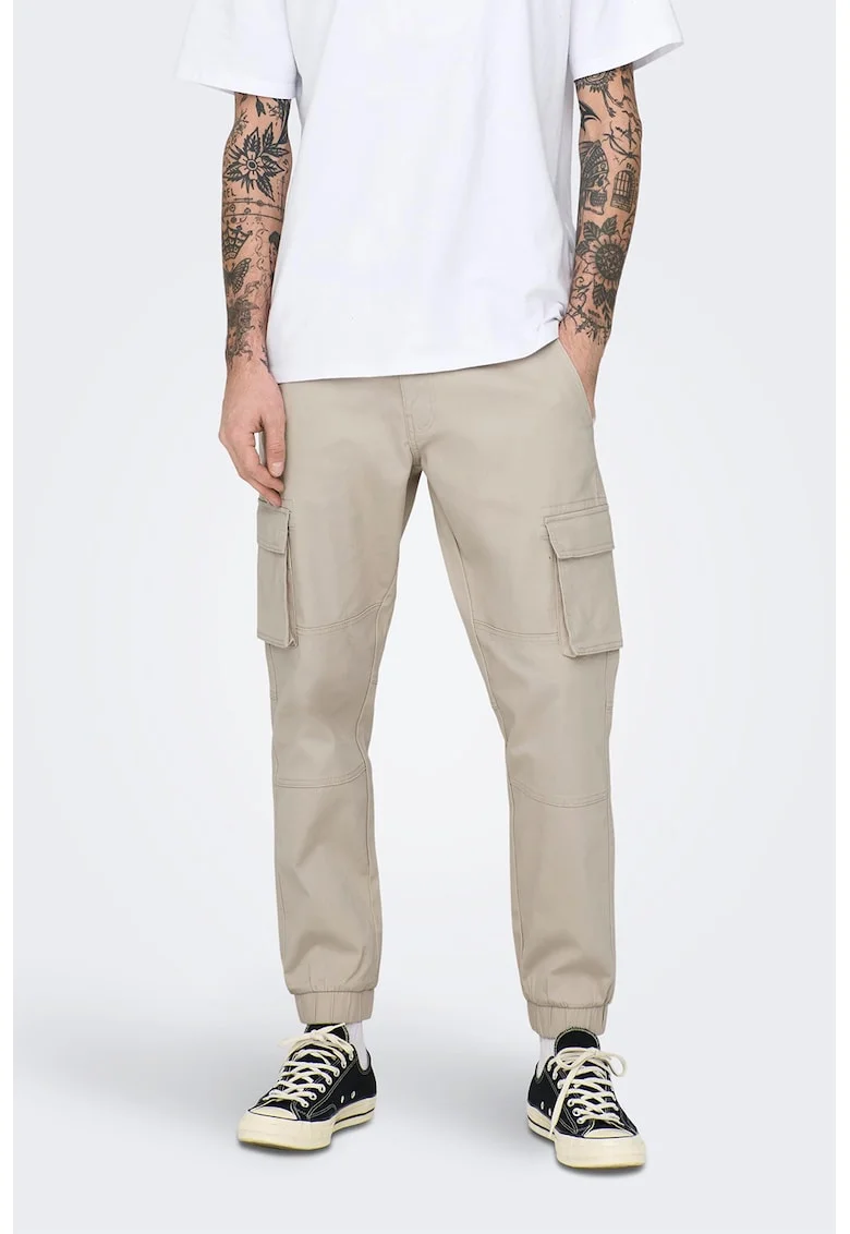 Pantaloni cargo conici, Bej deschis