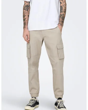 Pantaloni cargo conici, Bej deschis