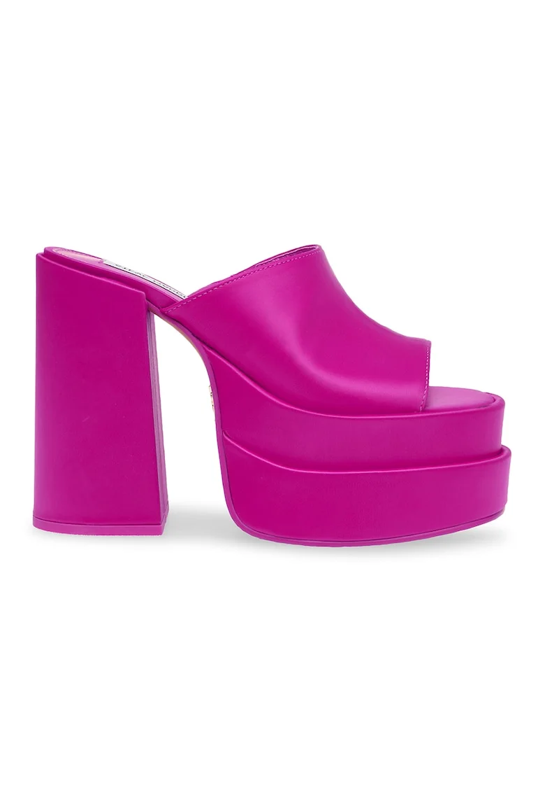 Papuci cu toc masiv Cagey, Fucsia