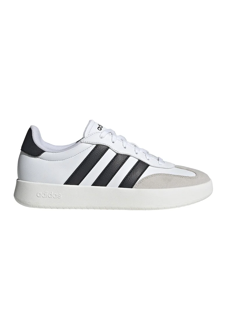 Pantofi sport din piele ecologica cu insertii din piele intoarsa Barreda, Negru/Gri deschis/Alb optic