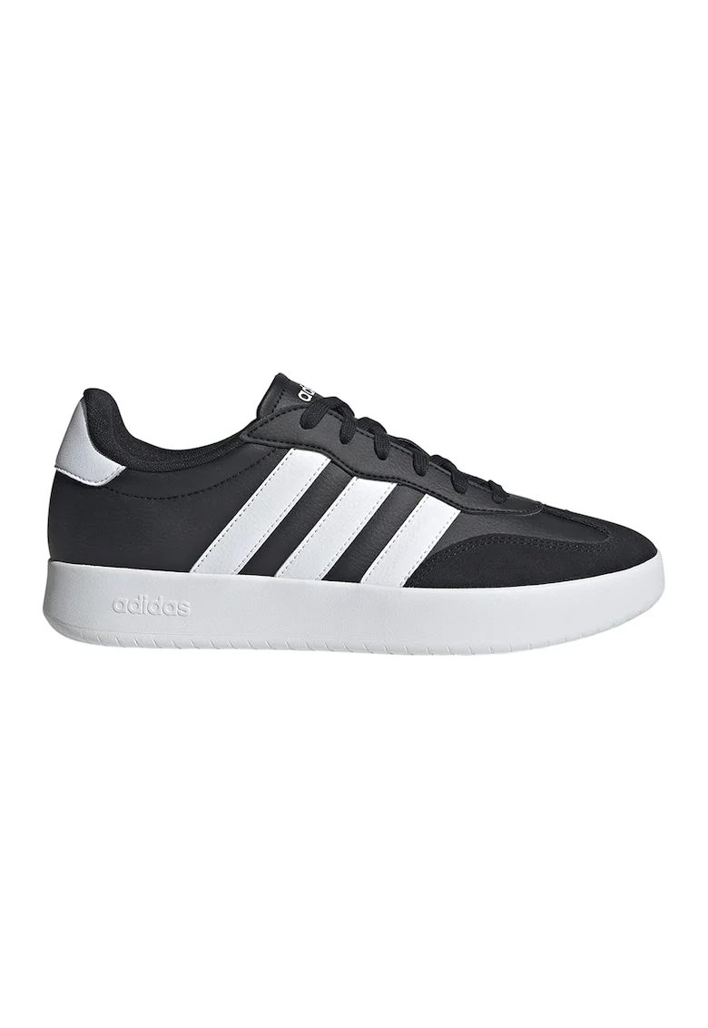 Pantofi sport din piele ecologica cu insertii din piele intoarsa Barreda, Negru/Alb optic