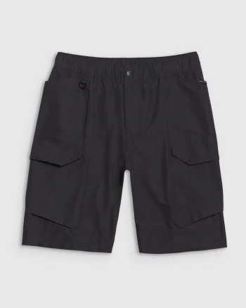 Pantaloni scurti barbati  negri, sintetic, elastic, fara captuseala