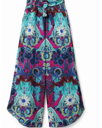 Pantaloni dama,  302485567, Bumbac, Albastru, Albastru