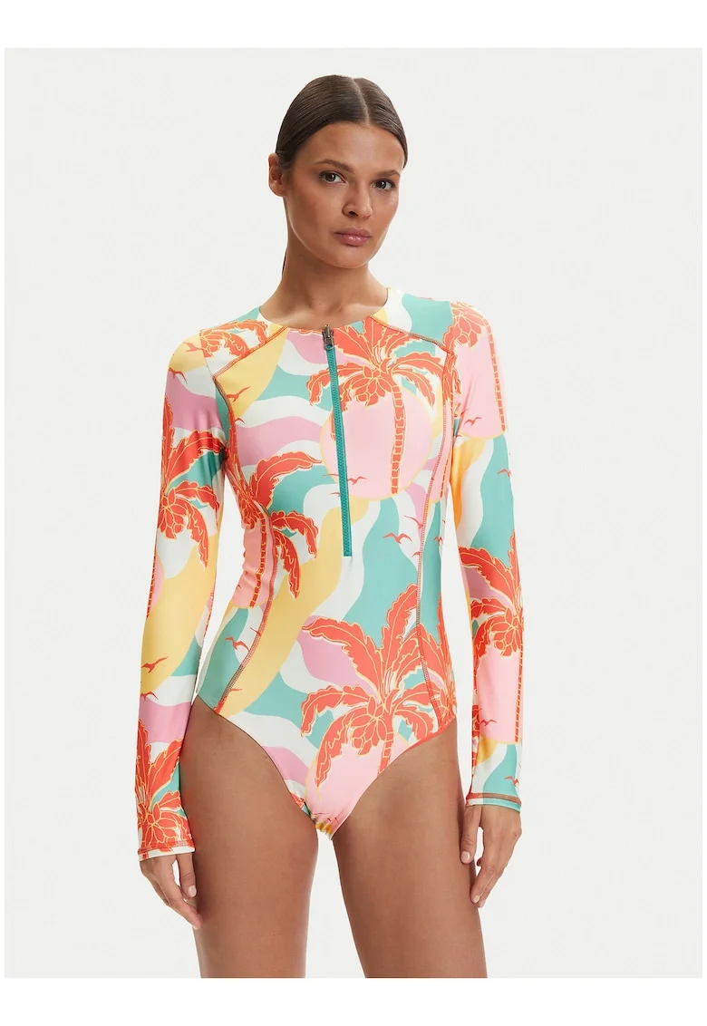 Costum de baie dama,  reversibil, multicolor, material elastic