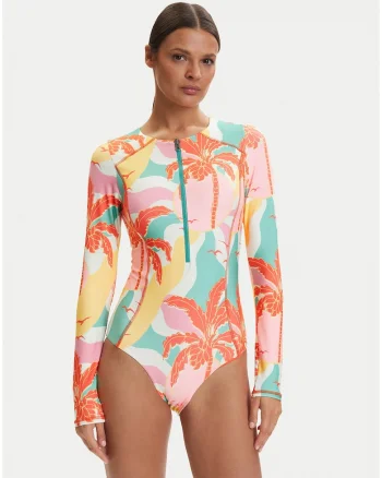 Costum de baie dama,  reversibil, multicolor, material elastic