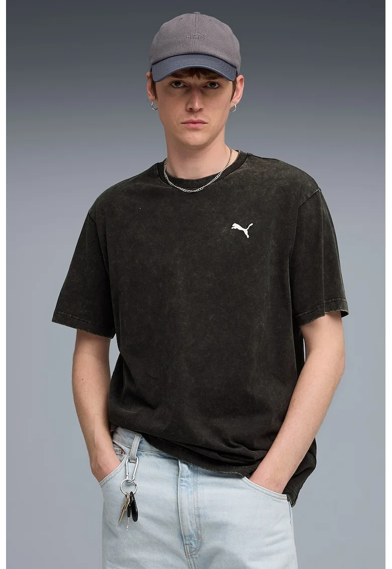 Tricou relaxed fit Essentials Elevated, Negru/Alb optic