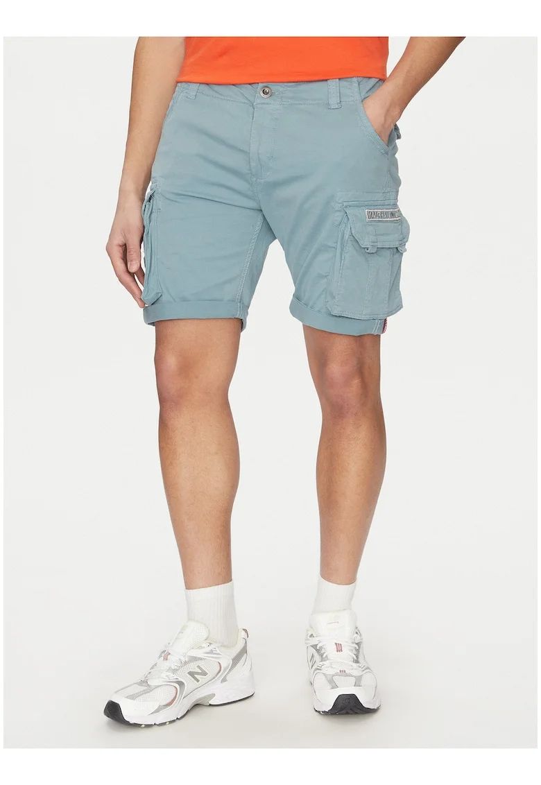 Pantaloni scurti barbati,  bumbac, Alb/Gri/Albastru