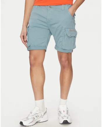 Pantaloni scurti barbati,  bumbac, Alb/Gri/Albastru
