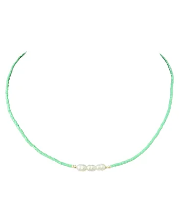 Colier din margele Preciosa cu perle de cultură și argint 925, verde, 40+4 cm