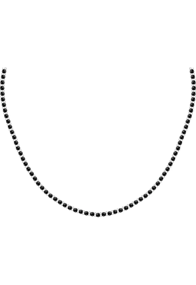 Colier bărbați,  S1728, inox, piatră semiprețioasă, argintiu, negru