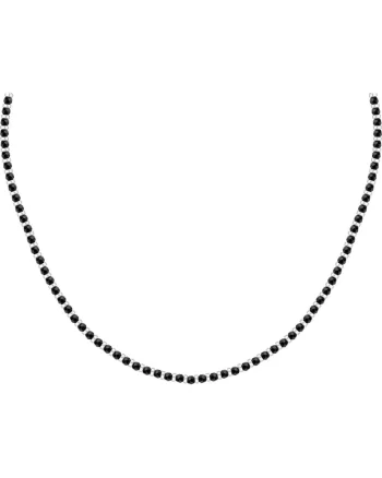 Colier bărbați,  S1728, inox, piatră semiprețioasă, argintiu, negru