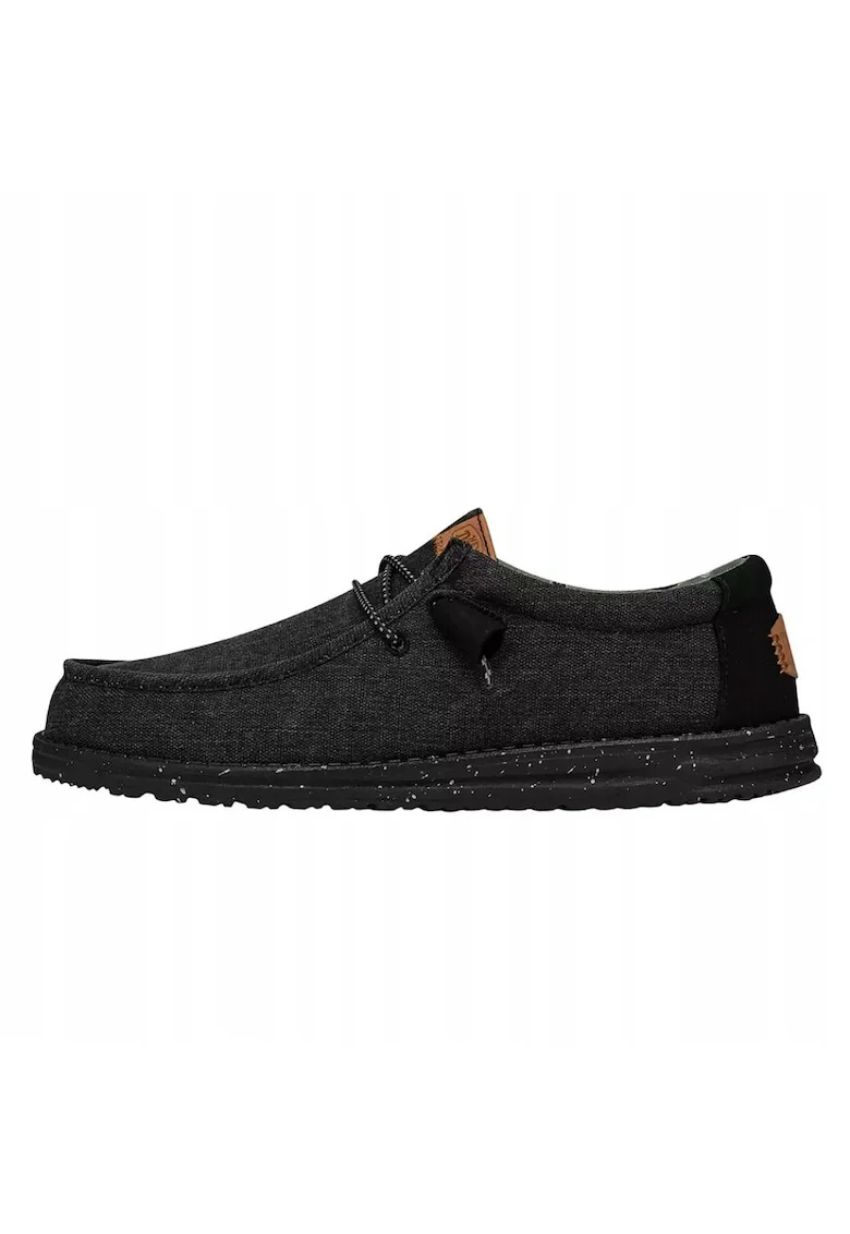 Mocasini Barbati Spuma EVA, Wally Washed Canvas, Negru, Negru