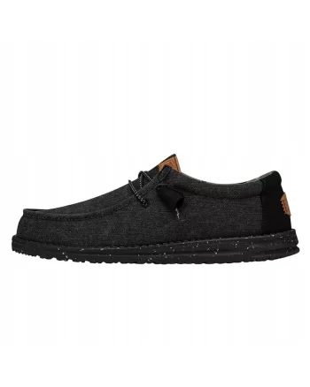 Mocasini Barbati Spuma EVA, Wally Washed Canvas, Negru, Negru