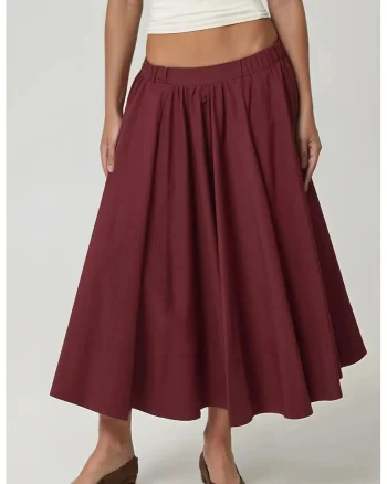 Fusta Maxi  A-Form Fit, visiniu, material usor textil