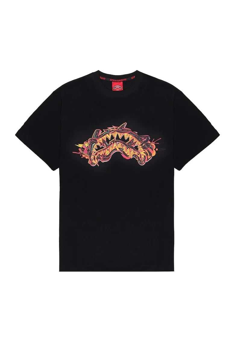 Tricou din bumbac cu imprimeu frontal si pe partea din spate, Rosu/Negru