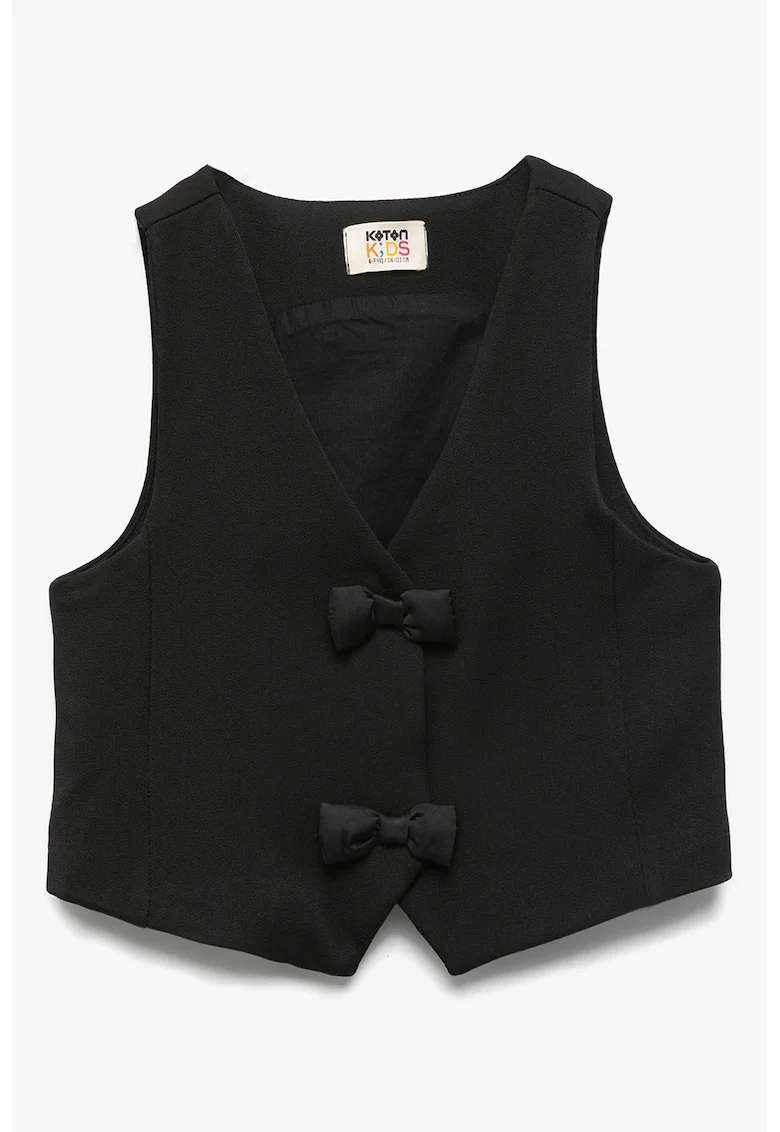 Vesta cu model uni si nasturi, Negru