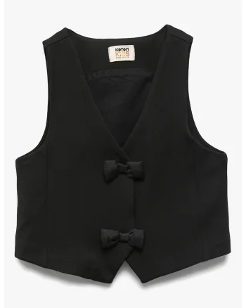Vesta cu model uni si nasturi, Negru