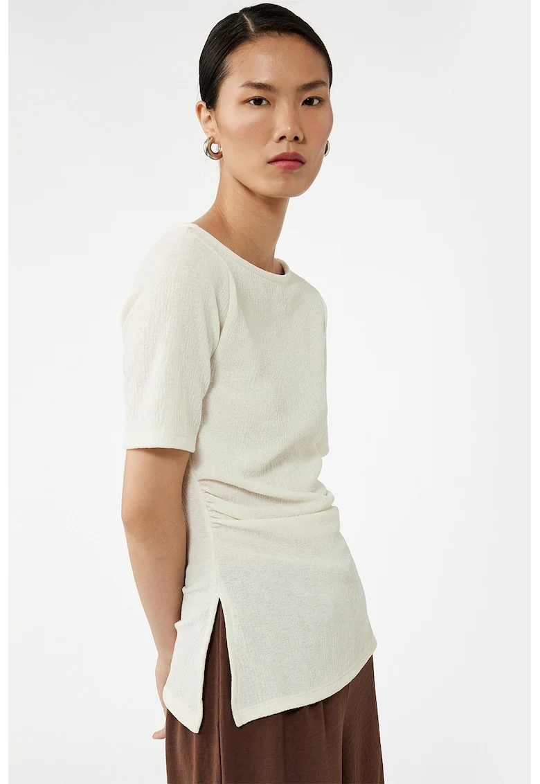 Tricou slim-fit uni, Bej deschis