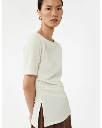 Tricou slim-fit uni, Bej deschis